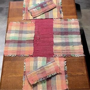 SET Rag Rug Placemats & Large Runner | So Vibrant! Handmade / Stonewashed Cotton